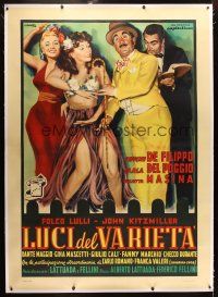 1d203 VARIETY LIGHTS linen Italian 2p '65 early Federico Fellini, great art by Averardo Ciriello!