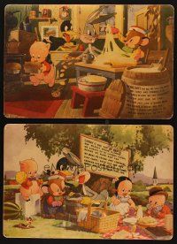1d004 MERRY MELODIES RHYME-A-DAY set of 7 double-sided place mats '40s Bugs Bunny & Looney Tunes!