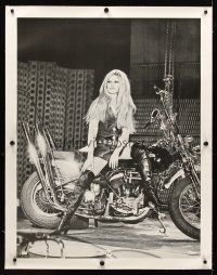 1d186 BRIGITTE BARDOT linen French 31x47 commercial poster '67 miniskirt & leather boots on cycle!