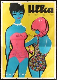 1d179 ULKA 1960 linen 66x95 Austrian advertising poster '60 art of sexy bikini girls by Hoffman!