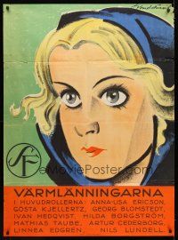 1d052 VARMLANDERS Swedish 34x47 '32 great colorful art of pretty blonde Annalisa Ericson!