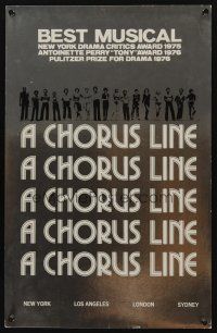 1d031 CHORUS LINE stage play WC '76 cool silver metallic image with cast & repeating title!