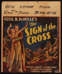 1d029 SIGN OF THE CROSS jumbo WC '32 Cecil B. DeMille, art of Fredric March & Elissa Landi!