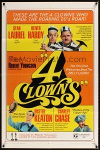 1e007 4 CLOWNS 1sh '70 Stan Laurel & Oliver Hardy, Buster Keaton, Charley Chase