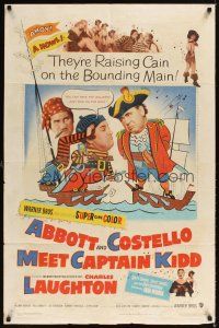 1e016 ABBOTT & COSTELLO MEET CAPTAIN KIDD 1sh '53 pirates Bud & Lou w/Charles Laughton!