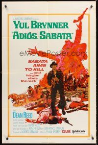 1e020 ADIOS SABATA int'l 1sh '71 Yul Brynner aims to kill, and his gun does the rest!