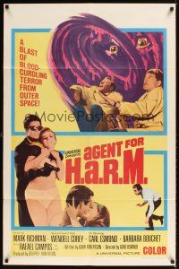 1e021 AGENT FOR H.A.R.M. 1sh '66 Mark Richman, Wendell Corey, sexy spy in bikini!