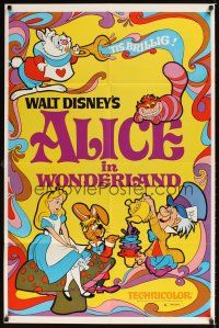 1e024 ALICE IN WONDERLAND 1sh R74 Walt Disney, Lewis Carroll classic, psychedelic art!