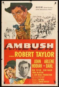1e031 AMBUSH 1sh '50 Robert Taylor, Arlene Dahl, John Hodiak, cowboys & Indians!