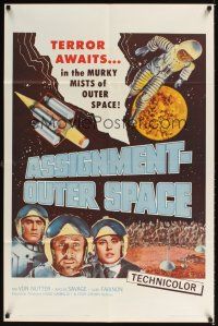 1e040 ASSIGNMENT-OUTER SPACE 1sh '62 Antonio Margheriti directed, Italian sci-fi Space Men!
