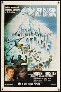 1e044 AVALANCHE 1sh '78 Roger Corman, Rock Hudson & Mia Farrow, mountain art!