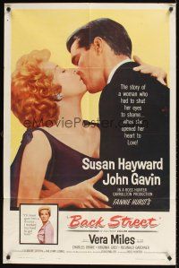 1e047 BACK STREET 1sh '61 Susan Hayward & John Gavin romantic close up, Vera Miles!