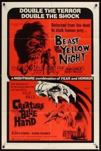 1e060 BEAST OF THE YELLOW NIGHT/CREATURE WITH BLUE HAND 1sh '71 double terror, double shock!