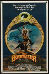1e061 BEASTMASTER 1sh '82 cool fantasy art of barechested Marc Singer & sexy Tanya Roberts!
