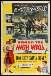 1e067 BEHIND THE HIGH WALL 1sh '56 Tully, smoking Sylvia Sidney, cool big house prison break art!