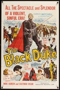 1e077 BLACK DUKE 1sh '64 cool artwork of Cameron Mitchell in the title role!