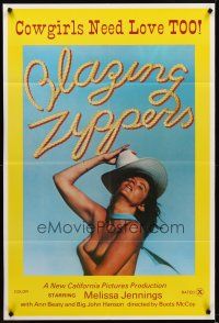 1e084 BLAZING ZIPPERS 1sh '74 Boots McCoy directed, Melissa Jennings as sexy cowgirl!