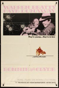 1e094 BONNIE & CLYDE 1sh '67 notorious crime duo Warren Beatty & Faye Dunaway!