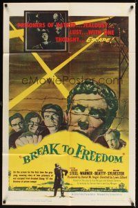 1e097 BREAK TO FREEDOM 1sh '55 Anthony Steel, Jack Warner, World War II prison escape!