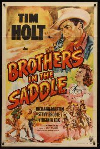1e100 BROTHERS IN THE SADDLE style A 1sh '48 Tim Holt, Virginia Cox, cool western artwork!