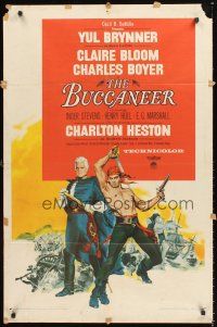 1e101 BUCCANEER 1sh '58 Yul Brynner, Charlton Heston, directed by Anthony Quinn!