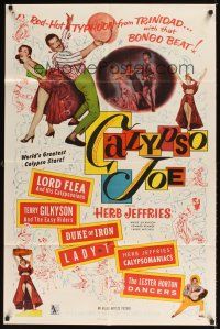1e107 CALYPSO JOE 1sh '57 Herb Jeffries, sexy Angie Dickinson, bongo beat, cool images!