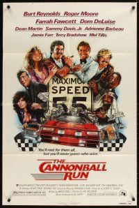 1e108 CANNONBALL RUN 1sh '81 Burt Reynolds, Farrah Fawcett, Drew Struzan car racing art!