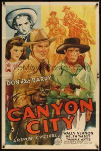 1e109 CANYON CITY 1sh '43 western, Don Red Barry, Wally Vernon & Helen Talbot!