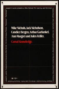 1e113 CARNAL KNOWLEDGE 1sh '71 Jack Nicholson, Candice Bergen, Art Garfunkel, Ann-Margret!