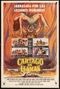 1e115 CARTHAGE IN FLAMES Spanish/U.S. 1sh '60 Cartagine in Fiamme, Anne Heywood, sexy pulp art!