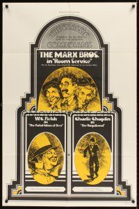 1e736 ROOM SERVICE/FATAL GLASS OF BEER/VAGABOND 1sh '70s Marx Brothers, early comedy triple-bill!