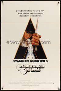 1e136 CLOCKWORK ORANGE int'l 1sh '72 Stanley Kubrick classic, Philip Castle art of McDowell!