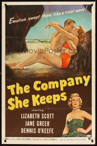 1e144 COMPANY SHE KEEPS 1sh '51 art of sexy bad girl Jane Greer + parole officer Lizabeth Scott!
