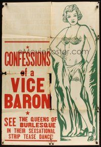 1e145 CONFESSIONS OF A VICE BARON 1sh '42 the queens of burlesque in sexsational strip tease!