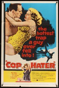 1e148 COP HATER 1sh '58 Ed McBain gritty film noir, the hottest trap a guy ever fell into!