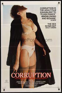 1e149 CORRUPTION video/theatrical 1sh '83 one man's far out fantasy sex is another man's reality!