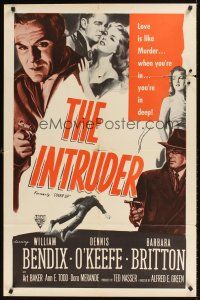 1e153 COVER UP 1sh R54 William Bendix, Dennis O'Keefe, Barbara Britton, The Intruder!