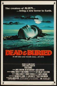 1e172 DEAD & BURIED 1sh '81 really cool horror art of person buried up to the neck by Campanile!
