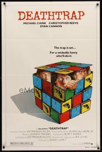1e178 DEATHTRAP style B 1sh '82 art of Chris Reeve, Michael Caine & Dyan Cannon in Rubik's Cube!
