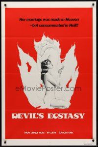 1e185 DEVIL'S ECSTASY 1sh '77 sexy artwork, her marriage was consummated in Hell!