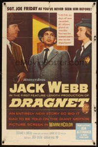 1e209 DRAGNET 1sh '54 Jack Webb as detective Joe Friday as you've never seen him before!