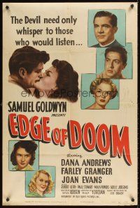 1e221 EDGE OF DOOM style A 1sh '50 priest Dana Andrews tries to help young murderer Farley Granger!