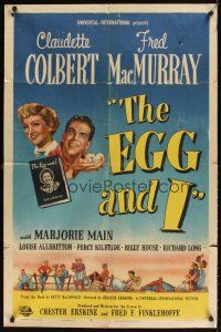 1e223 EGG & I 1sh '47 Claudette Colbert, MacMurray, first Ma & Pa Kettle, by Betty MacDonald!