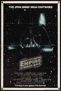 1e225 EMPIRE STRIKES BACK advance 1sh '80 George Lucas classic, cool image of Darth Vader head!