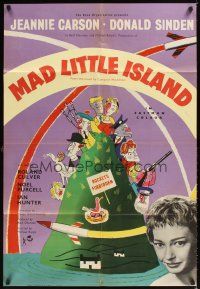 1e729 ROCKETS GALORE English 1sh '57 Mad Little Island, great art of cast on forbidden island!