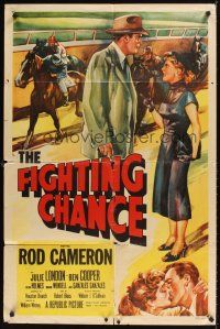 1e249 FIGHTING CHANCE 1sh '55 Rod Cameron gambles at horse racing, hot Julie London!