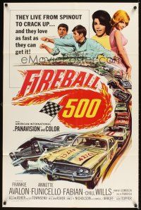 1e254 FIREBALL 500 1sh '66 race car driver Frankie Avalon & sexy Annette Funicello!