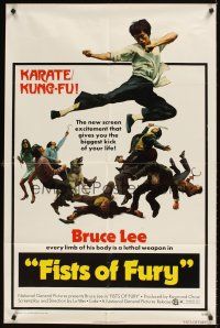 1e256 FISTS OF FURY 1sh '73 Bruce Lee gives you the biggest kick of your life, great kung fu image!