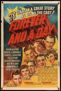 1e271 FOREVER & A DAY style A 1sh '43 Merle Oberon, Charles Laughton, Ida Lupino & 75 others!