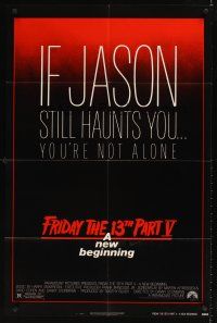 1e280 FRIDAY THE 13th PART V 1sh '85 New Beginning, Jason still haunts you, slasher horror sequel!